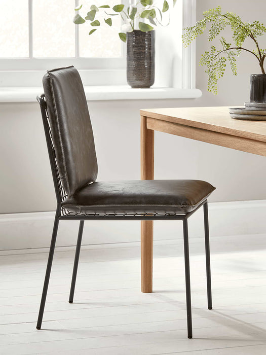 Two Wire Backed Dining Chairs - Grey