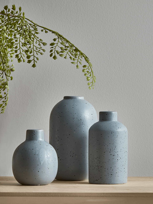 Three Speckled Bud Vases - Soft Grey