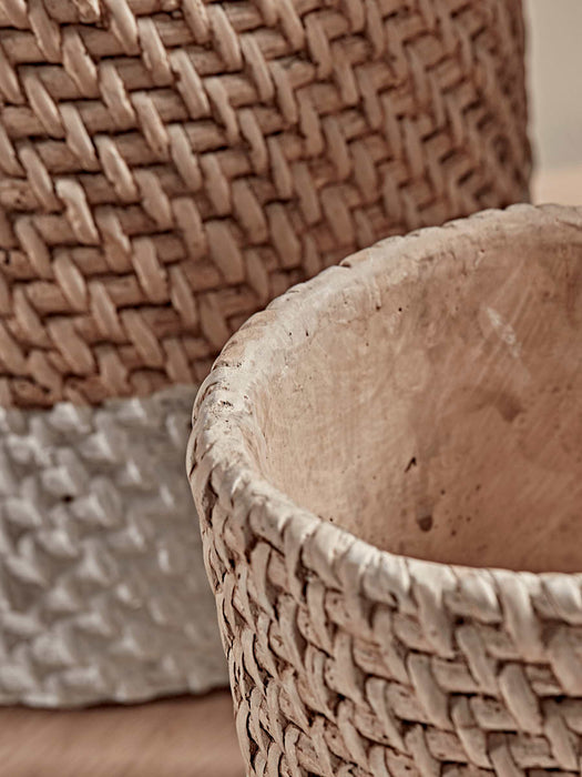 Three Cement Basket Planters