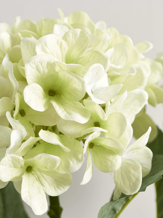 Three Faux Hydrangea Stems - Soft Green