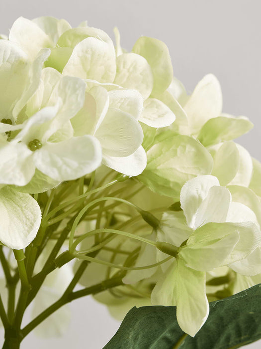Three Faux Hydrangea Stems - Soft Green