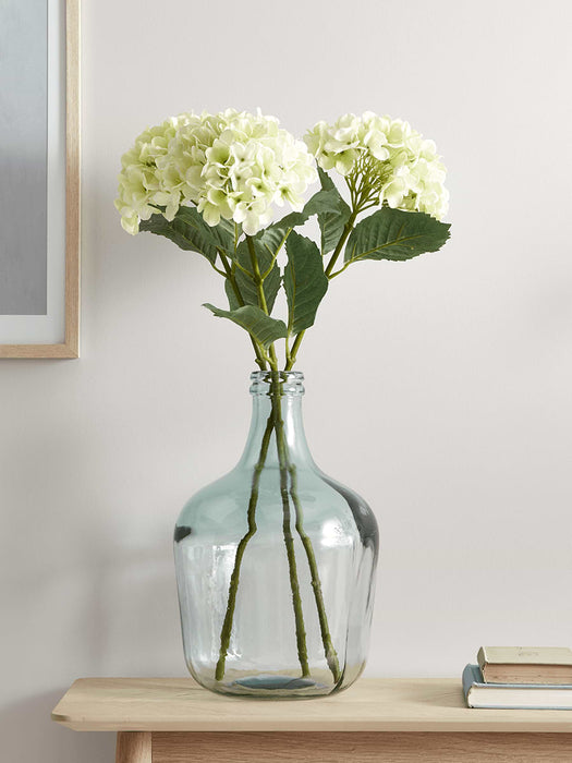 Three Faux Hydrangea Stems - Soft Green