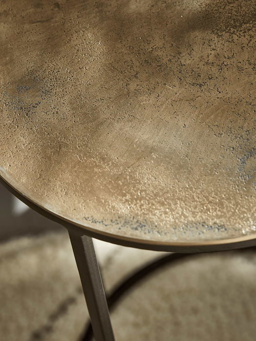 Three Gold Textured Nesting Tables - Round