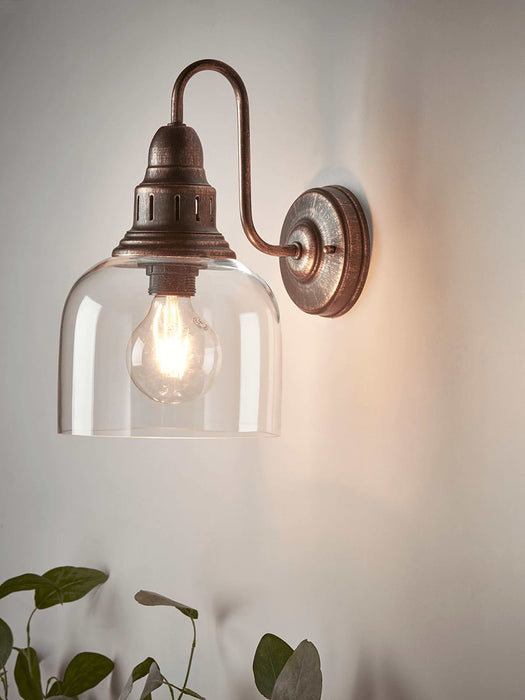 Antique Copper Glass Wall Light