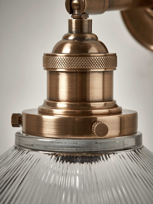 Antique Fluted Glass Wall Light - Brass