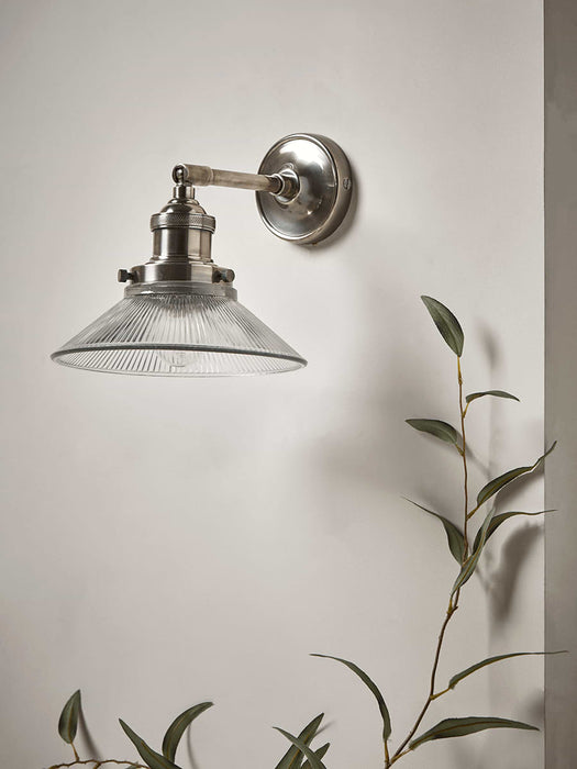 Antique Fluted Glass Wall Light - Silver