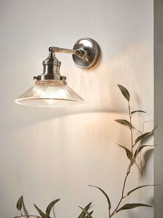 Antique Fluted Glass Wall Light - Silver
