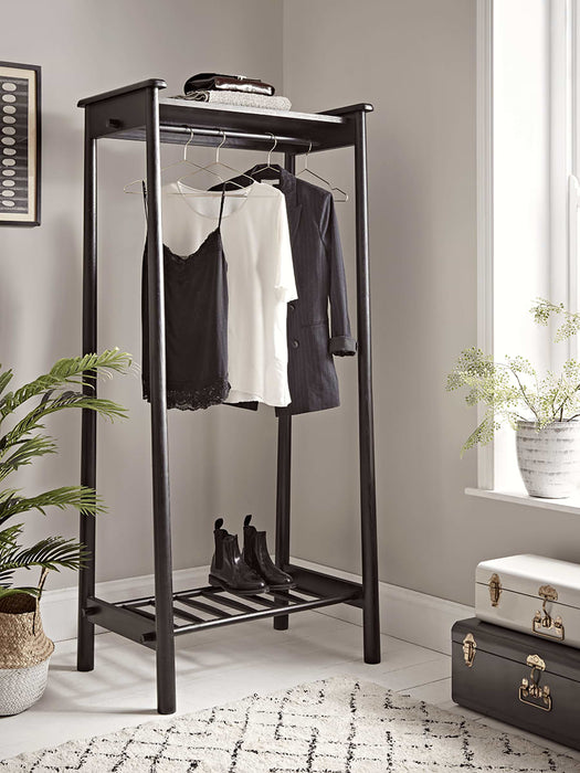 Bergen Oak Clothes Rail - Black