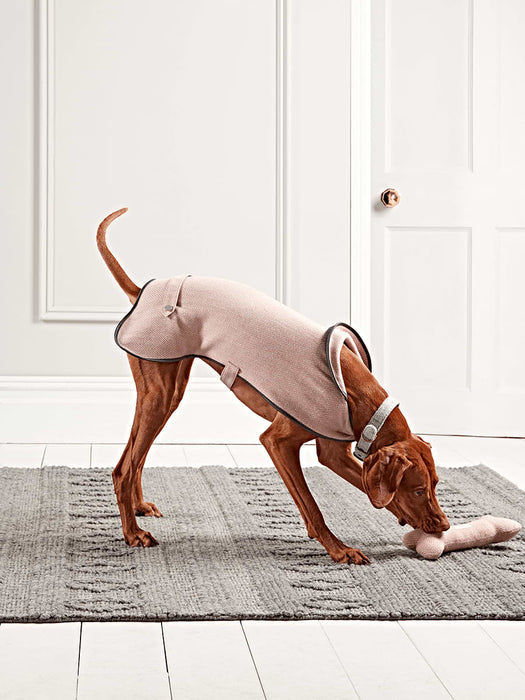 Blush Herringbone Wool Dog Coat - Large