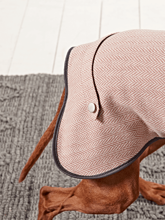 Blush Herringbone Wool Dog Coat - Large