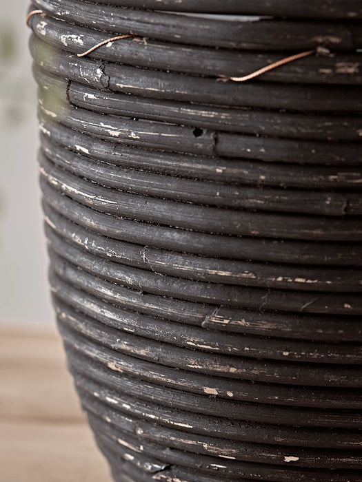 Black Round Rattan Planter - Small