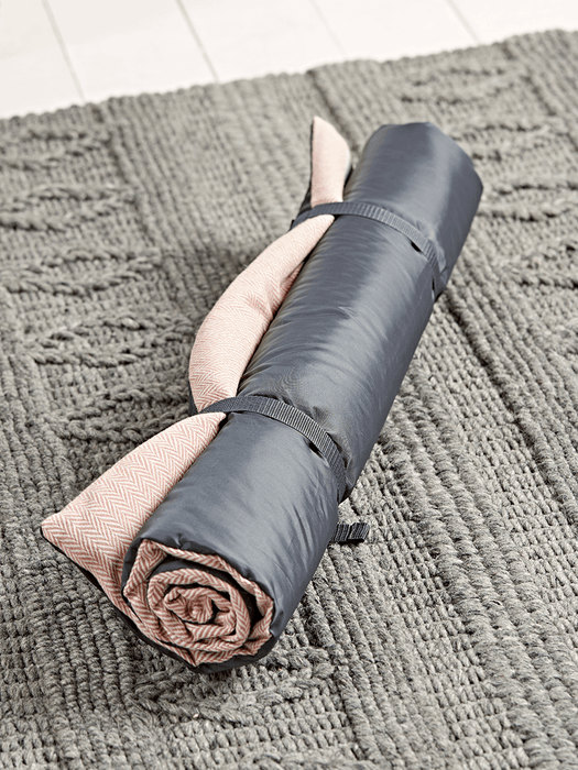 Herringbone Wool Travel Pet Bed - Blush