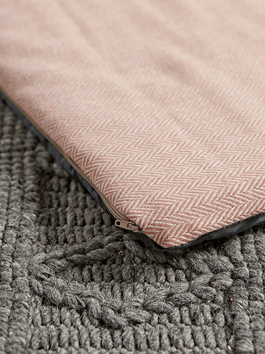 Herringbone Wool Travel Pet Bed - Blush