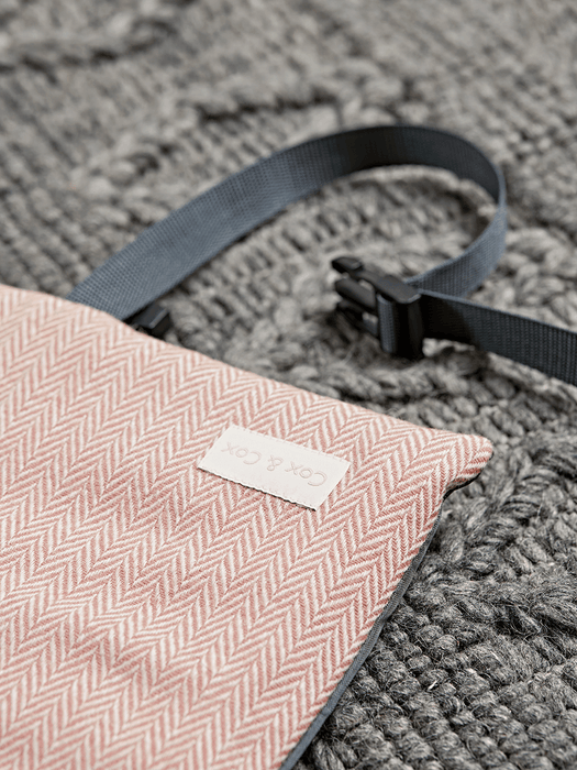 Herringbone Wool Travel Pet Bed - Blush