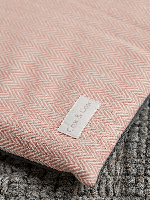 Herringbone Wool Travel Pet Bed - Blush