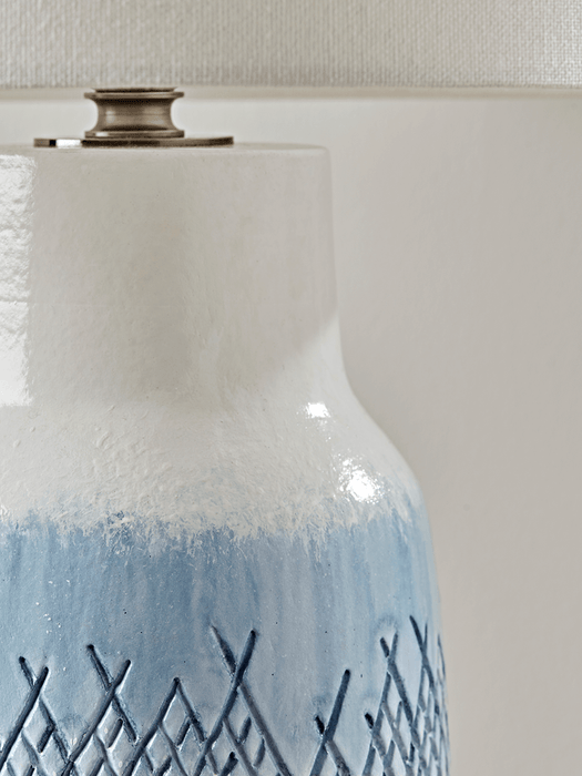 Textured Blue Dipped Table Lamp