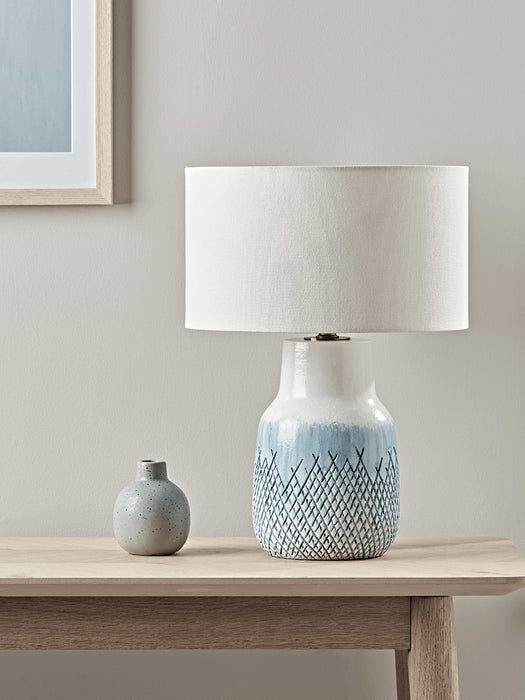Textured Blue Dipped Table Lamp
