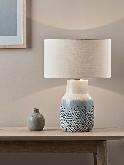 Textured Blue Dipped Table Lamp