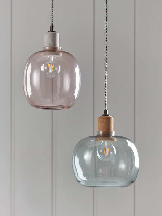 Blush Glass & Concrete Pendant