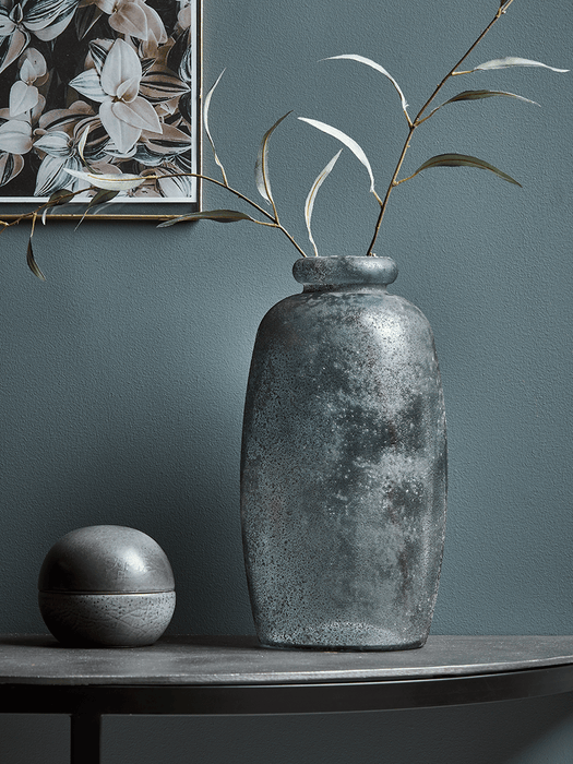 Frosted Blue Tall Vase