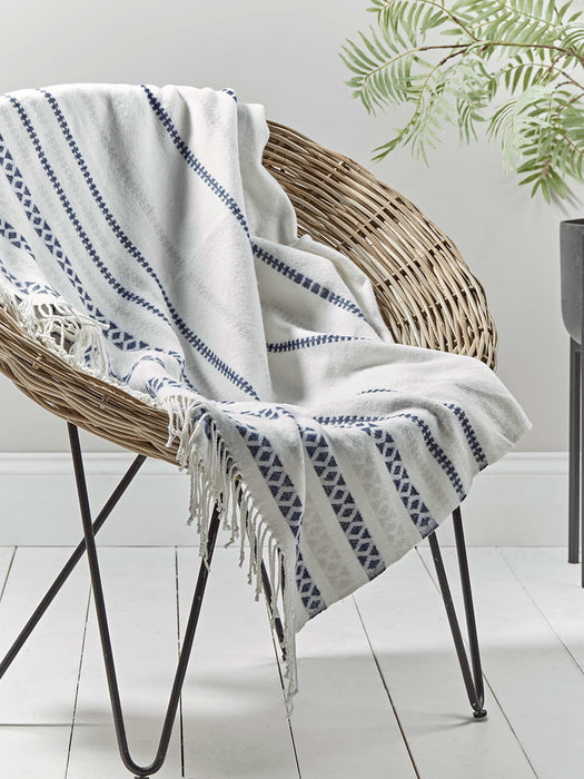 Blue & Grey Striped Throw