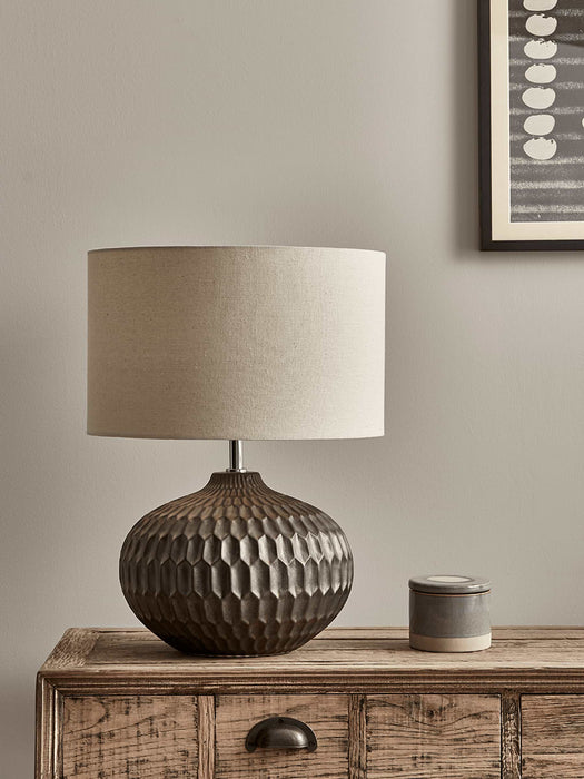Geometric Textured Table Lamp - Bronze