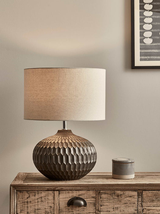 Geometric Textured Table Lamp - Bronze