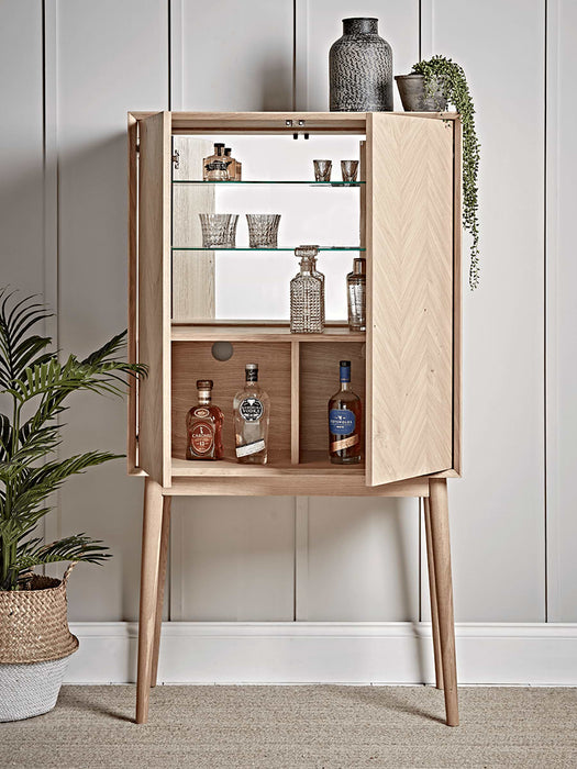 Chevron Oak Drinks Cabinet