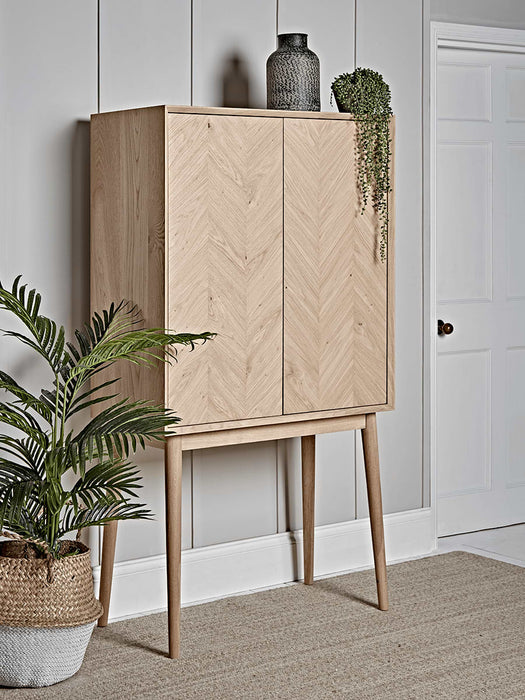 Chevron Oak Drinks Cabinet