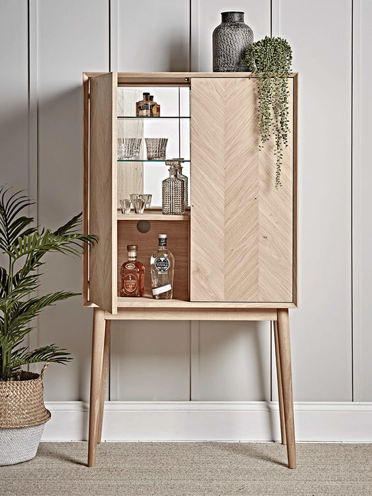 Chevron Oak Drinks Cabinet