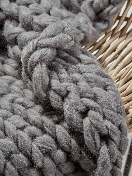 Chunky Knit Throw - Grey