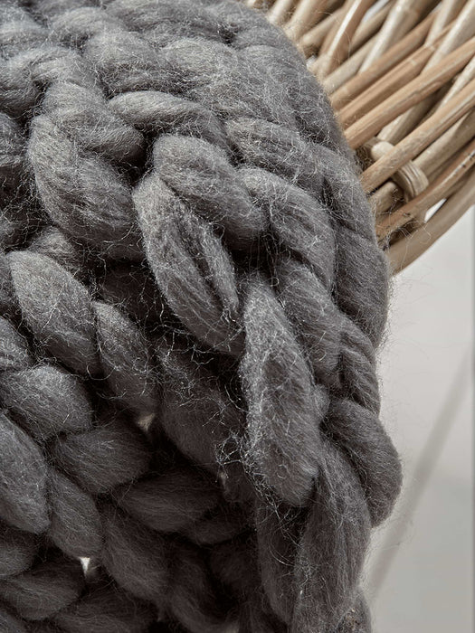 Chunky Knit Throw - Grey
