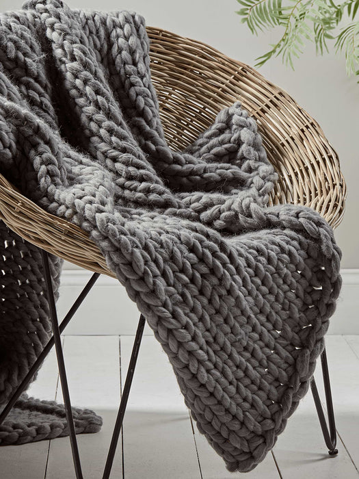 Chunky Knit Throw - Grey