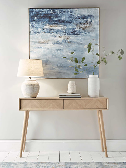 Chevron Oak Storage Console Table