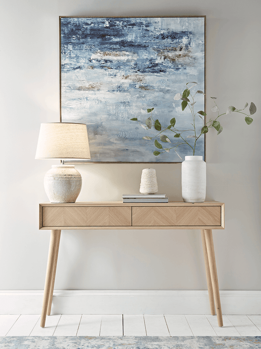 Chevron Oak Storage Console Table