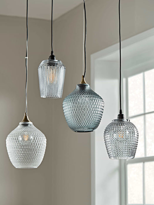 Embossed Glass Pendant - Clear