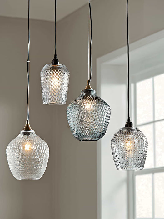 Embossed Glass Pendant - Clear