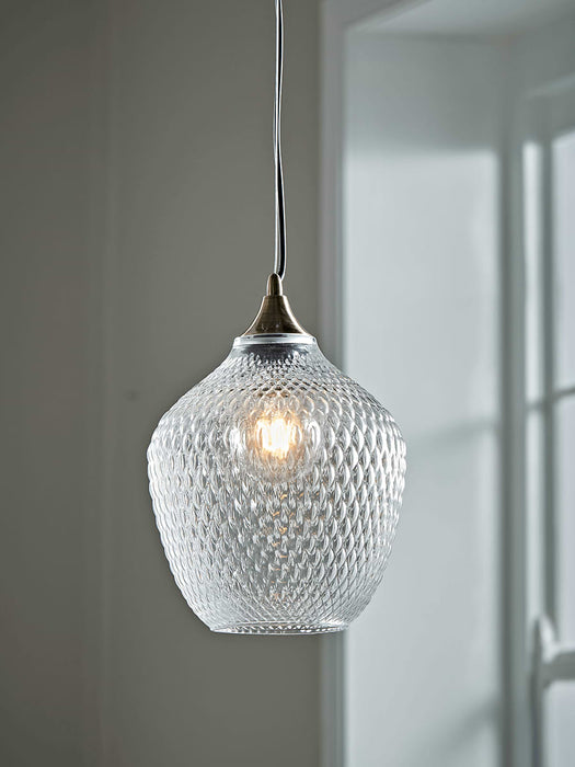Embossed Glass Pendant - Clear