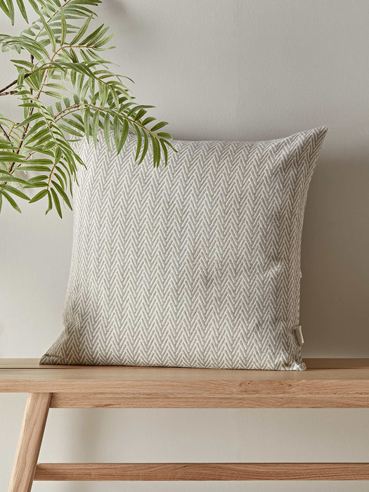 Herringbone Cotton Cushion - Grey