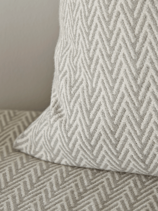 Herringbone Cotton Cushion - Grey
