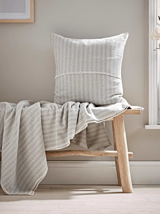 Herringbone Cotton Cushion - Grey