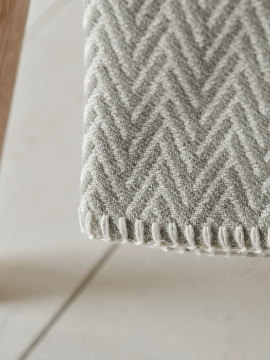 Herringbone Cotton Throw - Grey