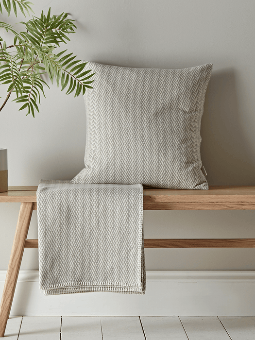 Herringbone Cotton Cushion - Grey