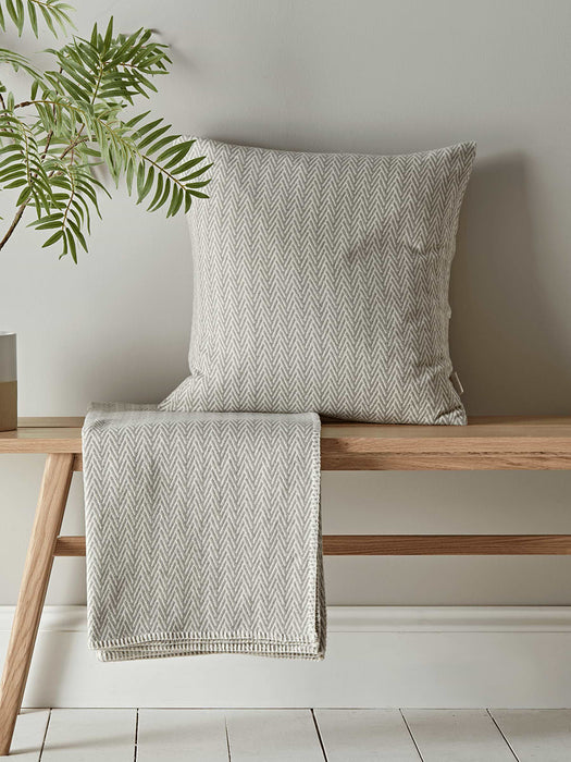 Herringbone Cotton Throw - Grey