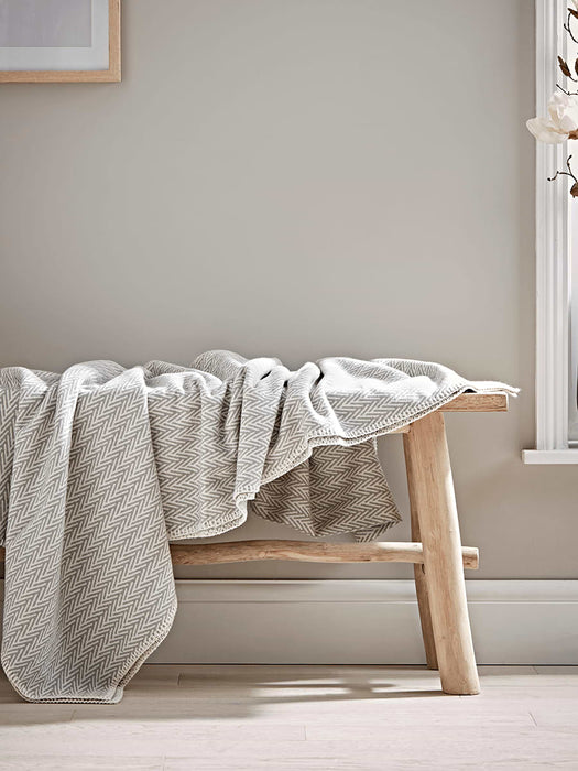 Herringbone Cotton Throw - Grey