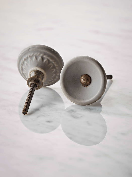 Dimpled Porcelain Knob - Putty