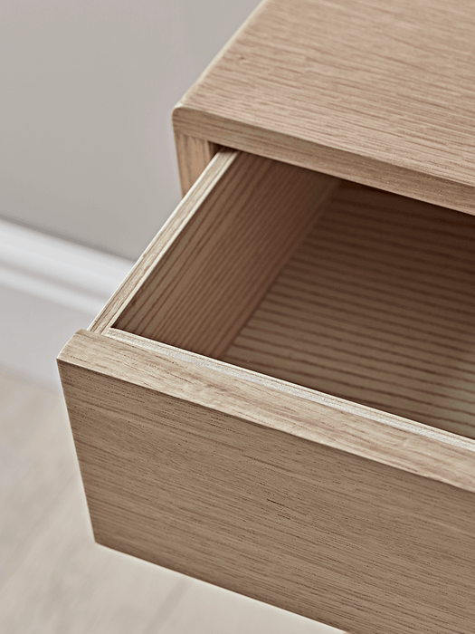 Two Drawer Oak Bedside Table