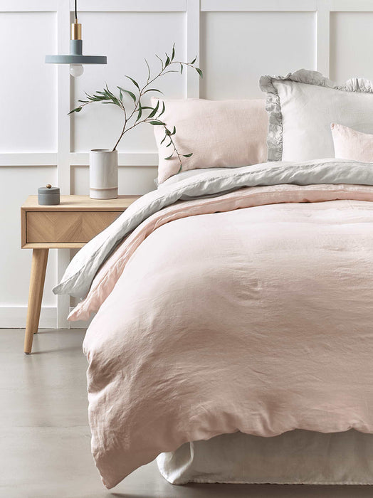 Washed Linen Single Duvet Cover - Soft Blush