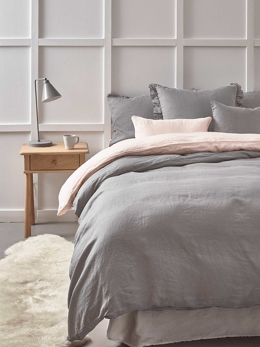 Washed Linen Kingsize Fitted Sheet - Smoke Grey