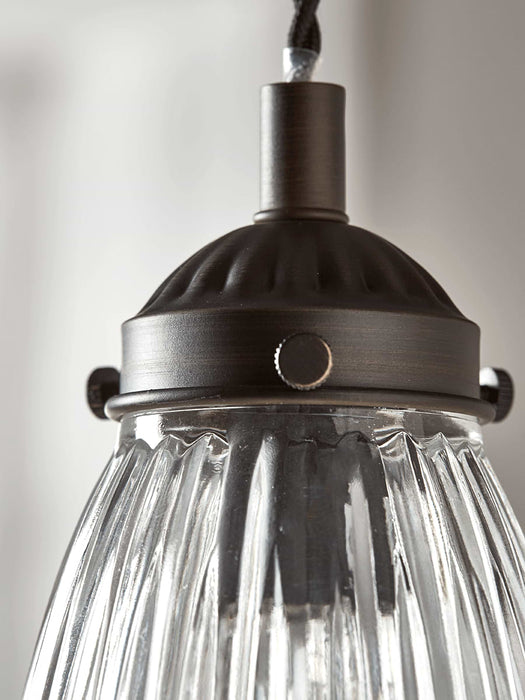 Aged Bronze Fluted Pendant - Small